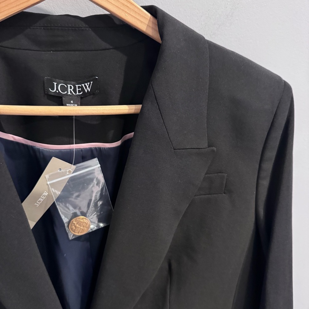 NWT J. Crew Vivienne Italian Bi-Stretch Wool Blazer in Black, Size 4 - Picture 6 of 14